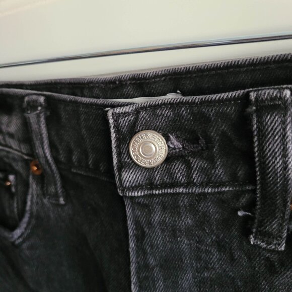 Abercrombie Fitch Mom Short High Rise Size 25/0 Denim Cutoffs Shorts Black - Picture 3 of 14